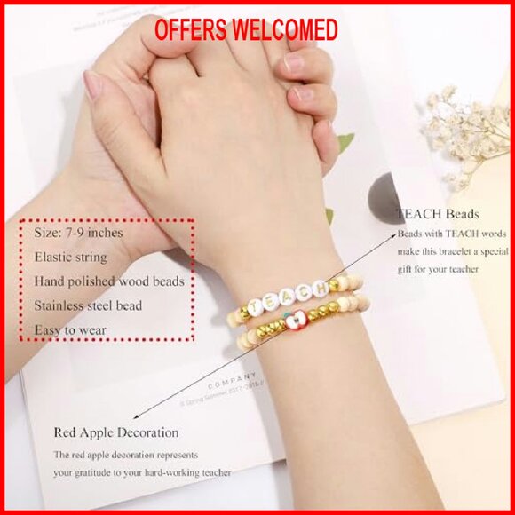 Large Cotton Canvas Tote Bag with Makeup Case, Perfect for Teachers & Daily Use - Picture 8 of 8